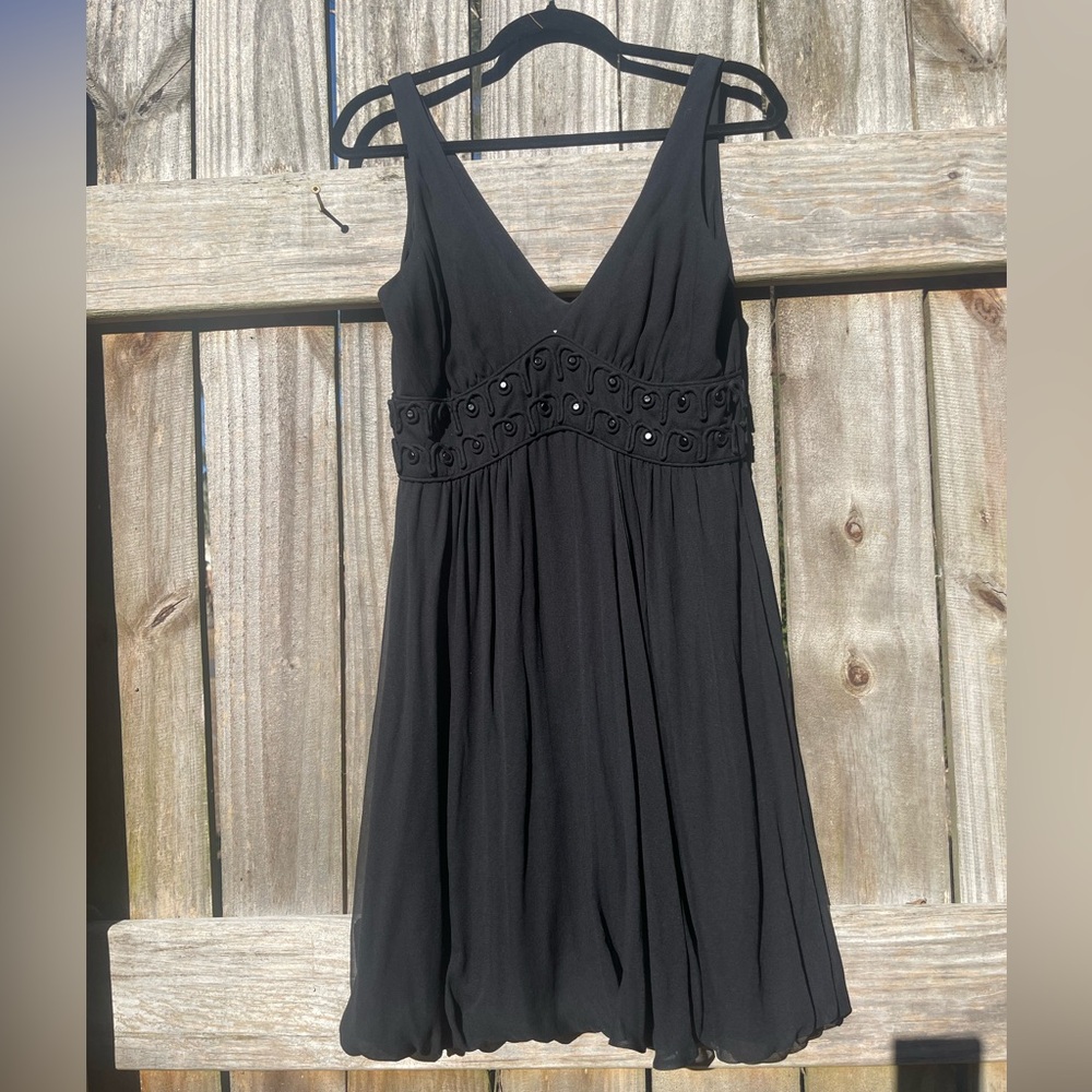Tibi Black V-Neck Silk Dress Size 10